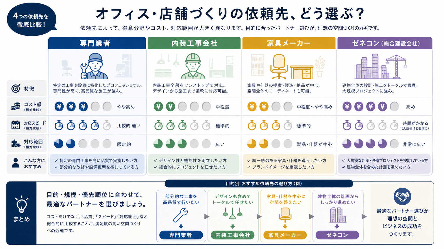 【依頼先別】オフィスパーテーション業者の種類と特徴